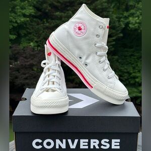 Converse White and Pink High-Top Sneakers